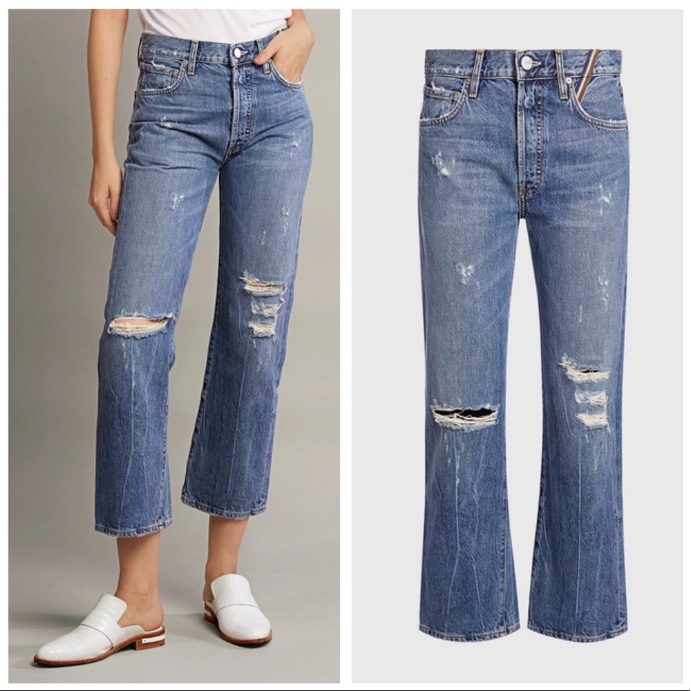 JEAN ATELIER Laurent High Rise Distressed Jeans